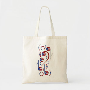 Tote Bag Notes musicales de drapeau de Porto Rico