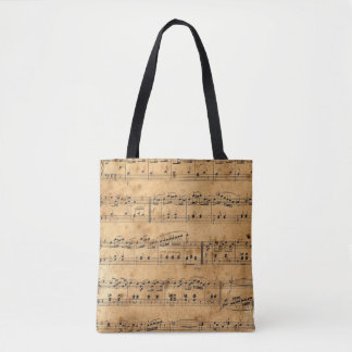 Tote Bag Notes musicales de style ancien avec Arrière - pla