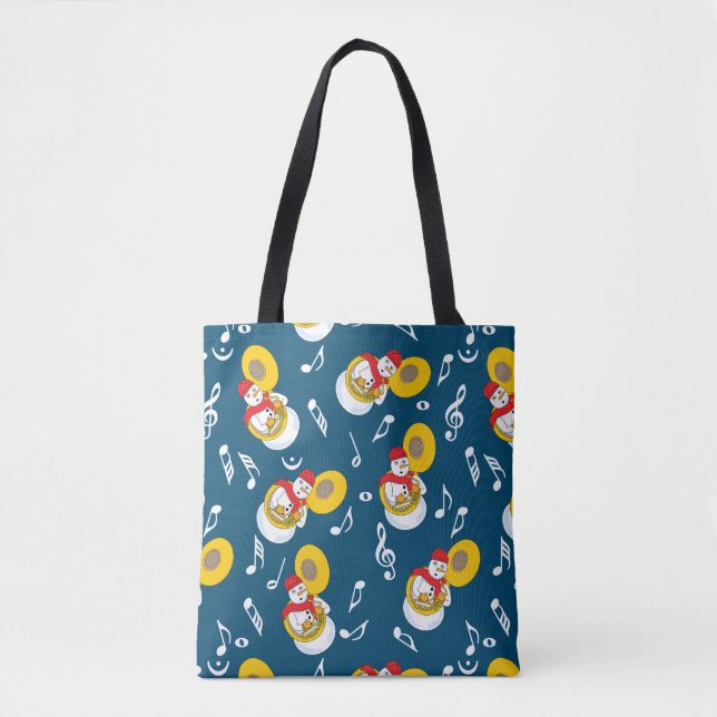 Tote Bag Notes musicales de Tuba Snowman (Devant)