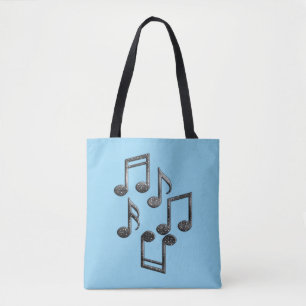 Tote Bag Notes musicales en Parties scintillant noire
