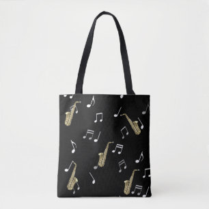 Tote Bag Notes musicales et saxophones Jazzy