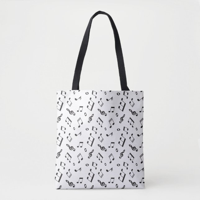 Tote Bag Notes musicales noires et blanches (Devant)