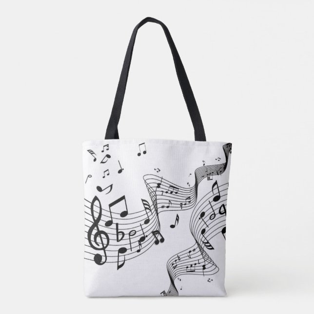 Tote Bag Notes musicales sur le blanc (Dos)