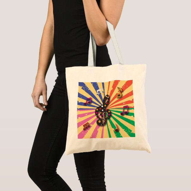 Tote Bag Notes musicales sur Sunsplash Arrière - plan (Devant (produit))