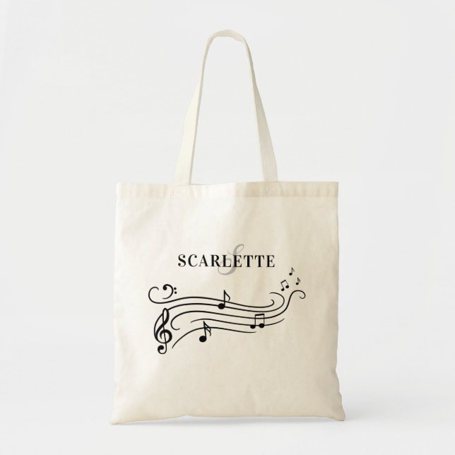 Tote Bag Notes noires et blanches de musique de piano de (Devant)