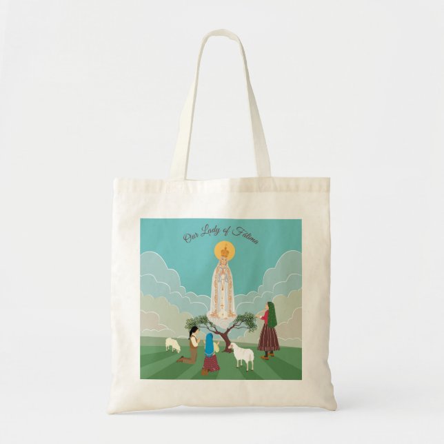 Tote Bag Notre-Dame de Fatima et les trois bergers (Devant)