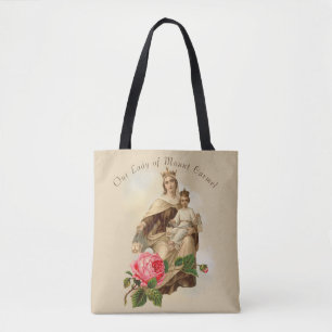 Tote Bag Notre Dame du Mont Carmel Prière Jésus Scapulair