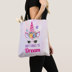 Tote Bag N'oubliez pas de rêver une licorne rose