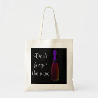 Tote Bag "N'oubliez pas le vin" - Bouteille de vin pourpre