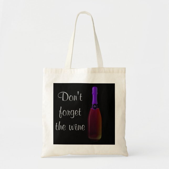Tote Bag "N'oubliez pas le vin" - Bouteille de vin pourpre (Devant)