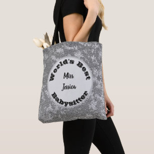 Tote Bag Nounou Marbré Argent Remerciement
