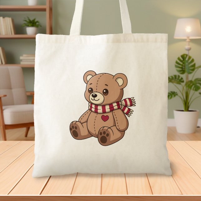 Tote Bag Nounours ours en peluche avec écharpe rayée (Créateur téléchargé)