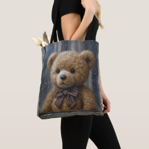 Tote Bag Nounours regardant par une fenêtre pluvieuse