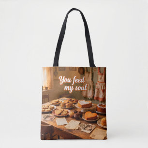 Tote Bag Nourris mon âme : Grand cabas de cuisine confortab
