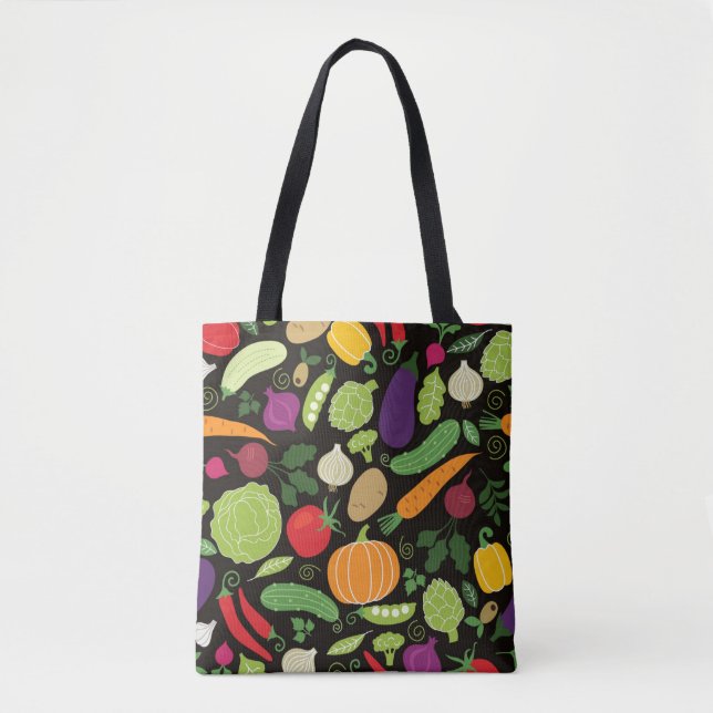 Tote Bag Nourriture sur un arrière - plan noir (Devant)