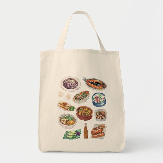 Tote Bag Nourriture traditionnelle philippine en Pinoy aqua (Devant)