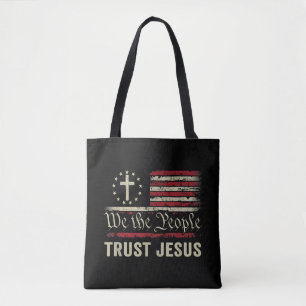 Tote Bag Nous Le Peuple Confiance Jésus - USA Drapeau Chris