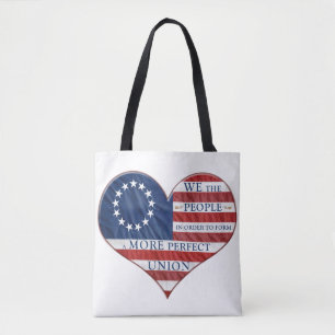 Tote Bag Nous Le Peuple Le Coeur Du Drapeau Américain