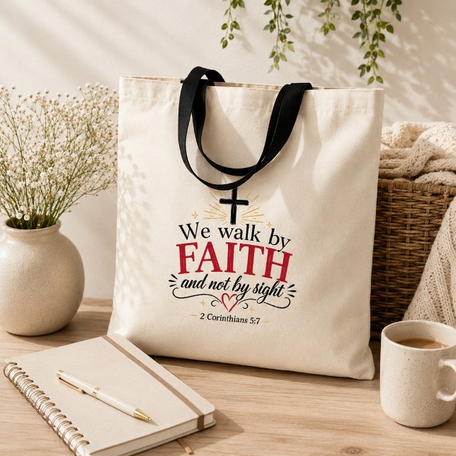 Tote Bag Nous marchons par la foi Chrétienne  (Créateur téléchargé)