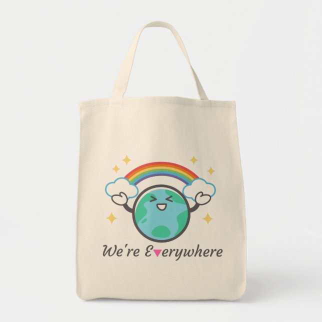Tote Bag Nous sommes partout Pink Triangle Pearl Celluloid  (Devant)