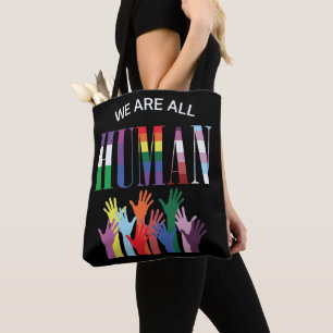 Tote Bag Nous sommes tous des mains de couleur humaine Four