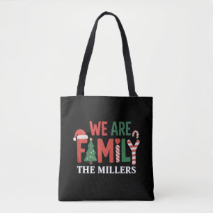 Tote Bag Nous sommes une famille personnalisée Noël Couple