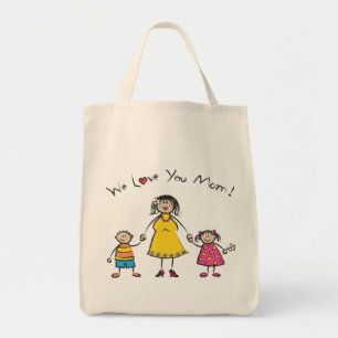 Tote Bag Nous t'aimons Maman Cartoon Famille Bonne fête des