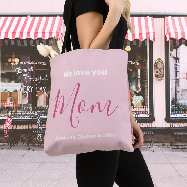 Tote Bag Nous t'aimons Maman Pink Minimalist (Créateur téléchargé)