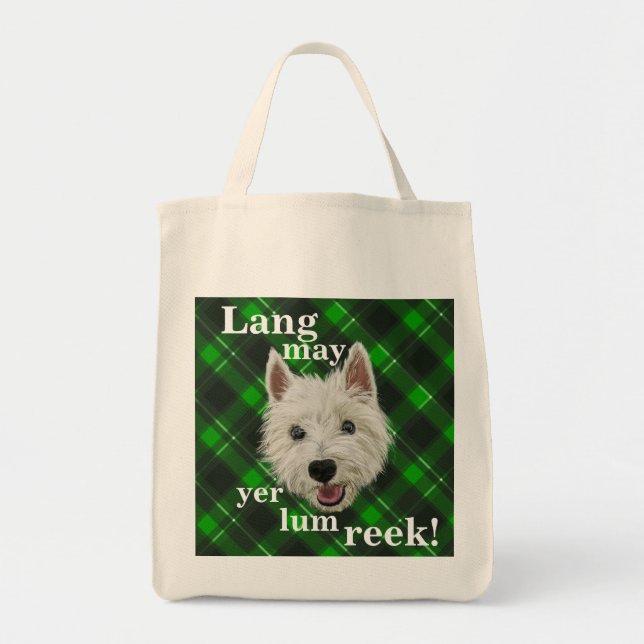 Tote Bag Nous Westie.Lang May Yer Lum Reek! (Devant)