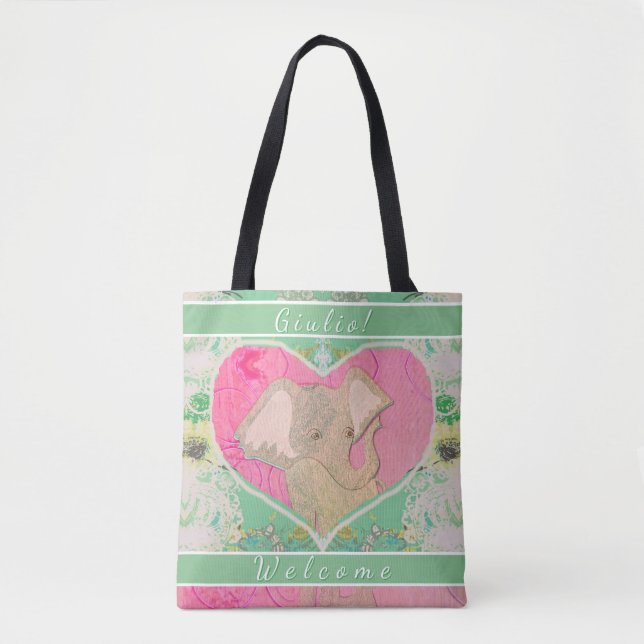 Tote Bag Nouveau bébé avec éléphant Fourre-tout (Devant)