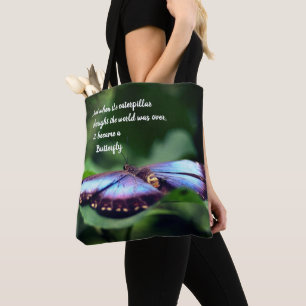 Tote Bag Nouveau début Papillon Inspiration Citation