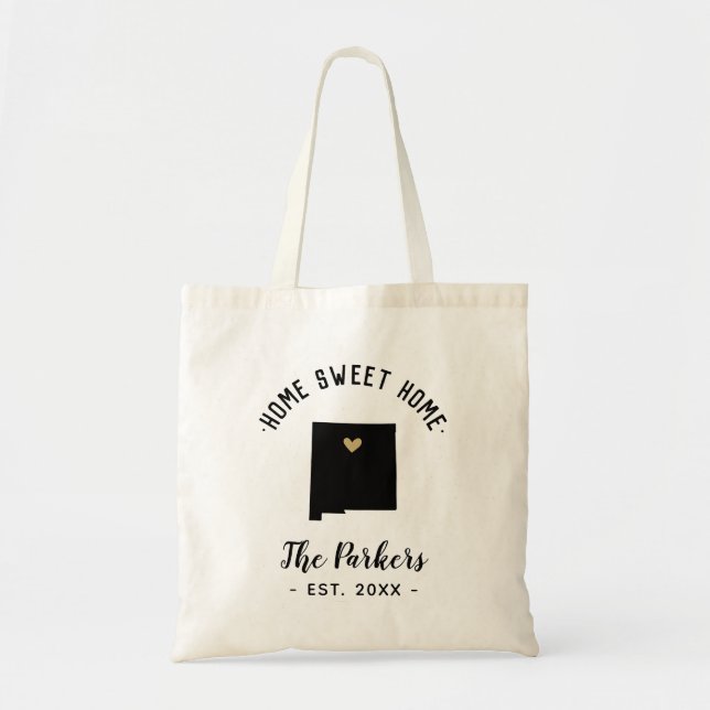 Tote Bag Nouveau-Mexique Accueil Sweet Home Famille Monogra (Devant)