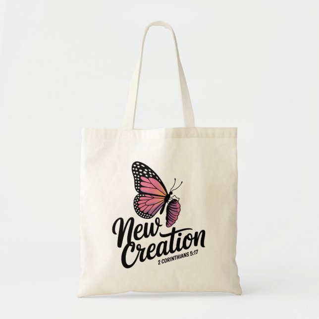 Tote Bag Nouveau papillon de création 2 corinthiens 5:17 (Devant)