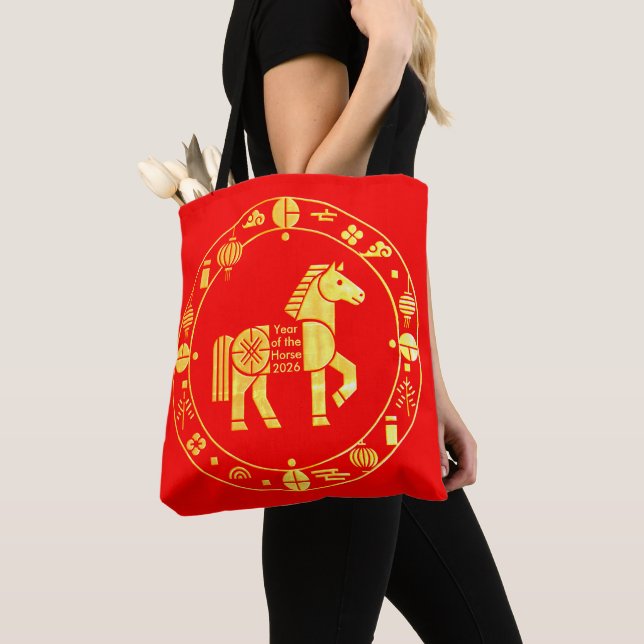 Tote Bag Nouvel an chinois or 2026 (De près)