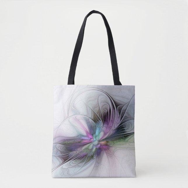 Tote Bag Nouvelle vie, Colorful Abstrait Fractal Art Imagin (Devant)