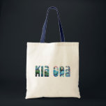 TOTE BAG NOUVELLE-ZÉLANDE KIA ORA PAUA<br><div class="desc">Salutation maori classique de Nouvelle-Zélande - le Kiwi - dans les couleurs vives de la coquille Paua.</div>