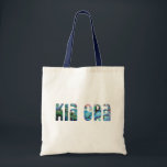 TOTE BAG NOUVELLE-ZÉLANDE KIA ORA PAUA<br><div class="desc">Salutation maori classique de Nouvelle-Zélande - le Kiwi - dans les couleurs vives de la coquille Paua.</div>