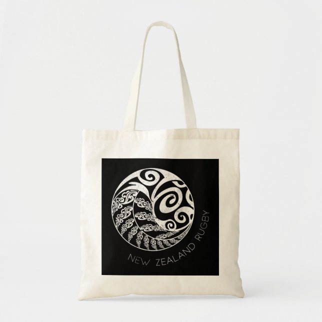 Tote Bag Nouvelle-Zélande Rugby Maori inspiré Kiwi & Silver (Devant)