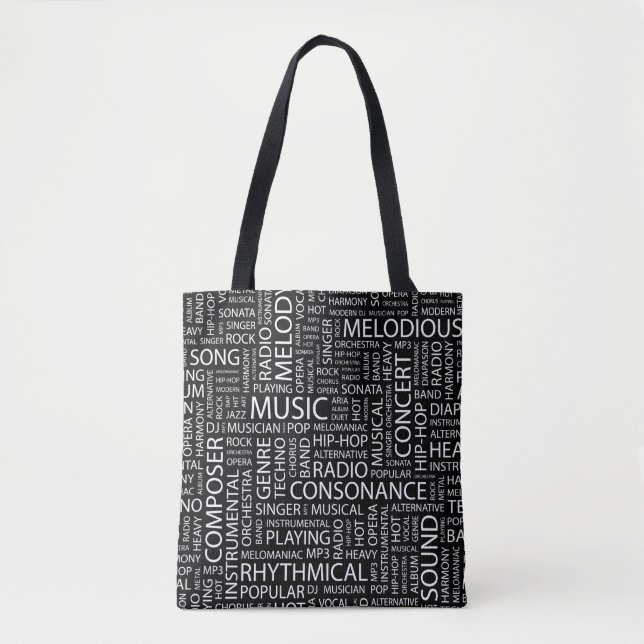 Tote Bag Nuage de mot de motif de MUSIQUE (Devant)