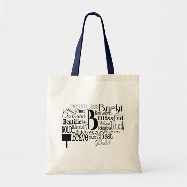 Tote Bag Nuage de mots adjectif commençant par la lettre B (Devant)