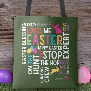 Tote Bag Nuage de mots de chasse aux œufs de Pâques avec no