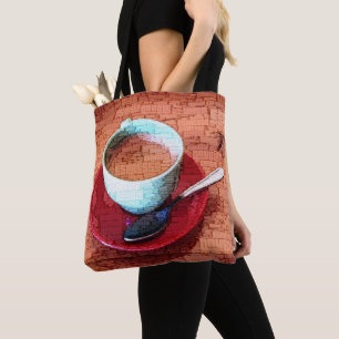 Tote Bag Nuage de mots Tasse et Cuillère à Espresso