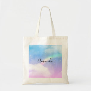 Tote Bag Nuages pastel magiques et arc-en-ciel