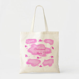 Tote Bag nuages roses étoiles pastel demoiselle d'honneur g