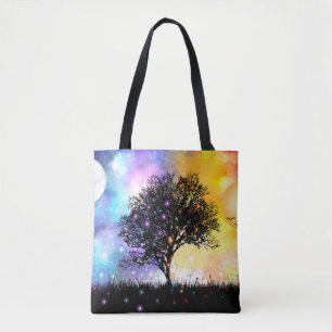 Tote Bag Nuages tourbillonnants cosmiques avec lune de sole