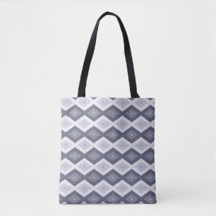 Tote Bag Nuances de bleu gris motif diamant