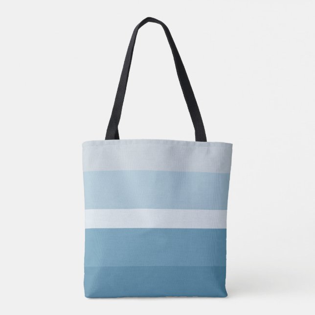 Tote Bag Nuances modernes des rayures bleues turquoises de (Dos)