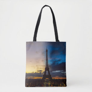 Tote Bag Nuit au jour le jour sur la tour Eiffel du Trocade