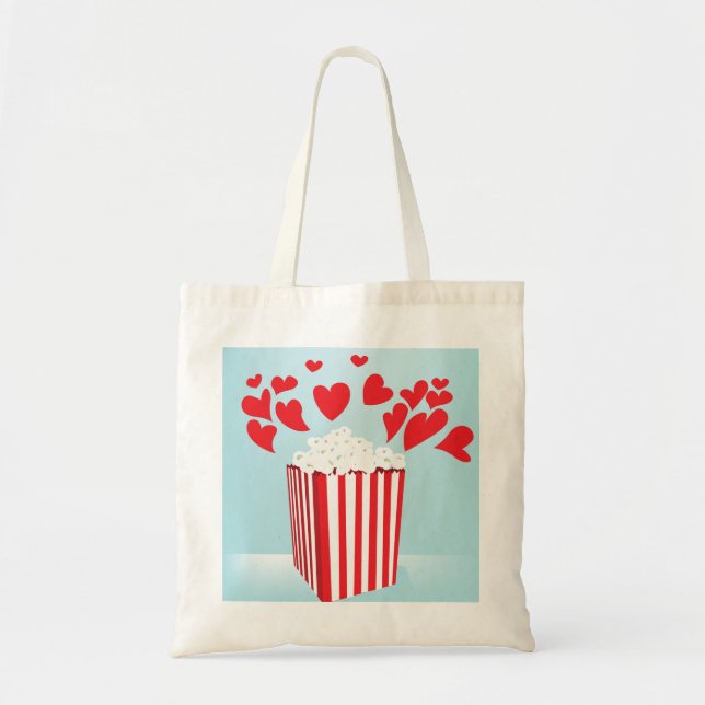 Tote Bag Nuit de cinéma Popcorn et Cœurs (Devant)