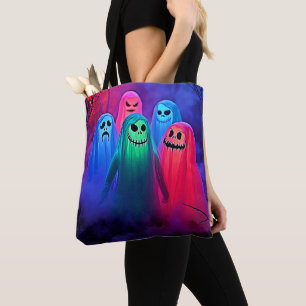 Tote Bag Nuit éffrayante de design Fantômes colorés